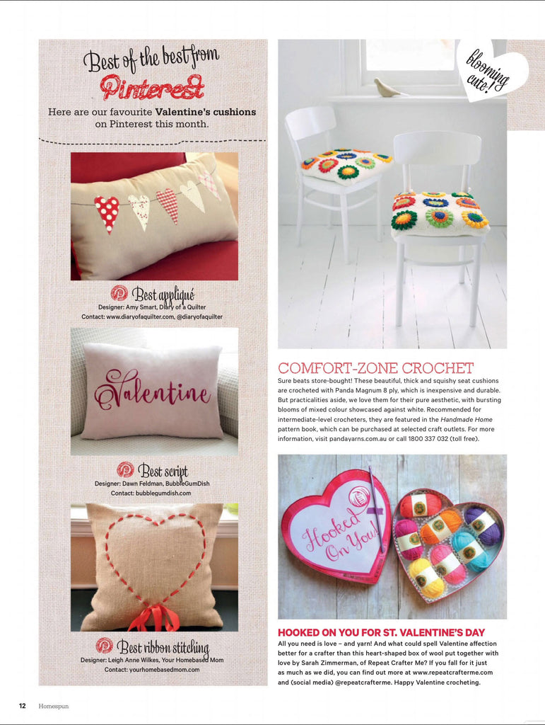 Valentine Pillow in Homespun Magazine