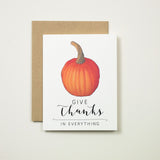 Thanksgiving Greeting Card Give Thanks Pumpkin by BubbleGumDish.com