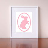 Pink Bunny Illustration - Nursery Decor - Giclee Print by BubbleGumDish