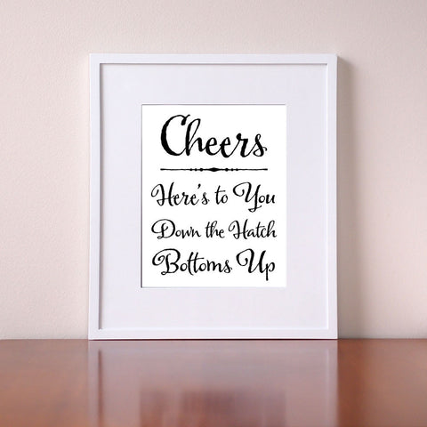Cheers Art - Home Bar Decor - Giclee Print by BubbleGumDish