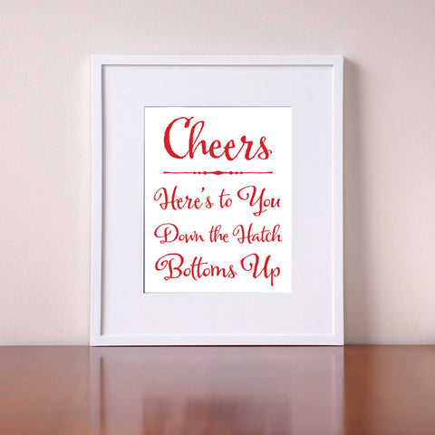 Cheers Art - Home Bar Decor - Giclee Print by BubbleGumDish