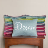 Dream Embroidered Blue Pillow by BubbleGumDish