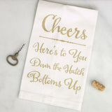 Cheers Tea Towel Screenprinted by BubbleGumDish Gold