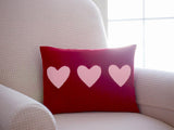 Red Hearts Trio Valentine Pillow