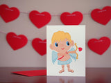 Valentine's Day Cupid Greeting Card by BubbleGumDish.com