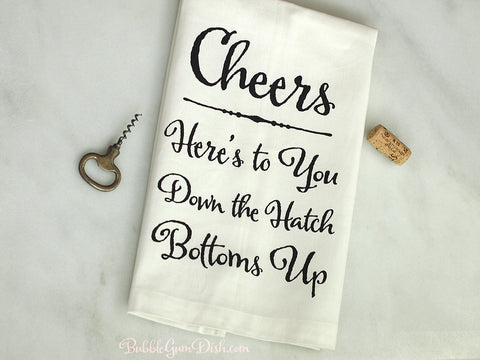 Cheers Linen Tea Towel - Black