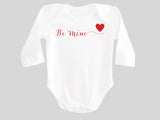 Be Mine Valentine's Day Baby Bodysuit with Calligraphy Wording and Red Heart