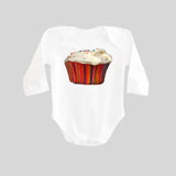 Cupcake with Sprinkles Long Sleeved Baby Bodysuit by BubbleGumDish