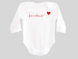Sweetheart Valentine's Day Baby Bodysuit with Calligraphy Wording and Red Heart