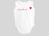 Sweetheart Valentine's Day Baby Bodysuit with Calligraphy Wording and Red Heart