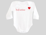 Valentine's Day Baby Bodysuit with Valentine Calligraphy Wording and Red Heart