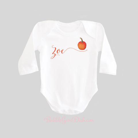 Personalized Name Pumpkin Baby Bodysuit