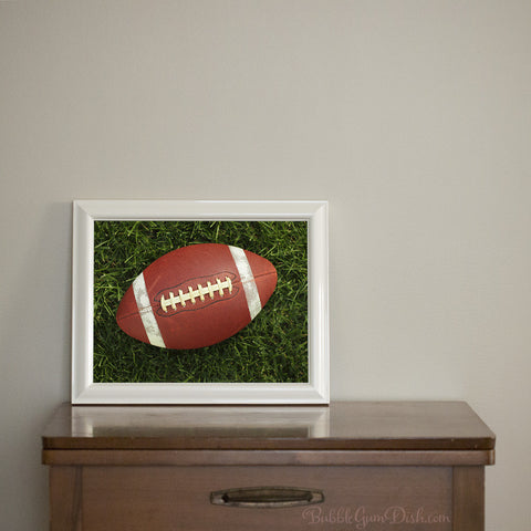 Football on Grass Photography Wall Art Giclee Print