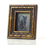 Binx 1 - Mini Black Cat Fine Art Print - Framed 2.5" x 3"
