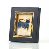 Binx 2 - Mini Black Cat Fine Art Print - Framed 2.5" x 3"