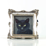 Binx 5 - Mini Black Cat Fine Art Print - Framed 3" x 3"