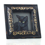 Binx 6 - Mini Black Cat Fine Art Print - Framed 3" x 3"