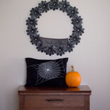 Embroidered Spiderweb Pillow Cover Halloween Decor by BubbleGumDish