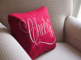Embroidered Cheers Pillow Cover from BubbleGumDish.com