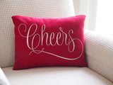 Embroidered Cheers Pillow Cover from BubbleGumDish.com