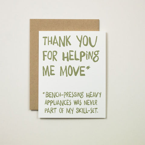 Thank You for Helping Me Move Greeting Card