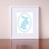 Blue Bunny Illustration - Nursery Decor - Giclee Print by BubbleGumDish