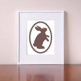 Chocolate Brown Bunny Illustration - Nursery Decor - Giclee Print