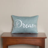 Dream Embroidered Blue Pillow by BubbleGumDish