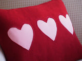Red Hearts Trio Valentine Pillow