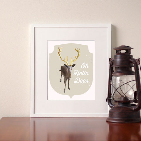 Oh Hello Dear Deer Prints Giclee Print Wall Art