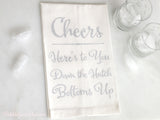 Cheers Linen Tea Towel - Silver