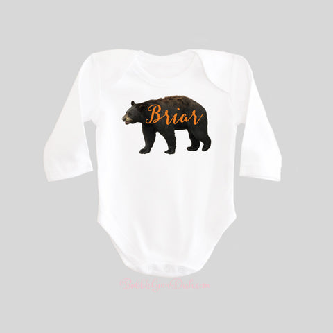 Bear with Personalized Name Shirt Long Sleeve