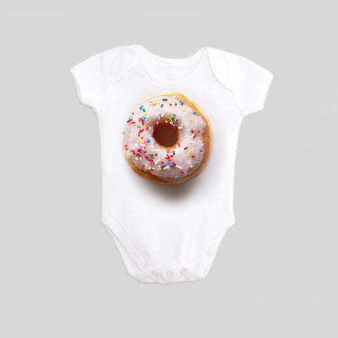Donut with Sprinkles Short Sleeved Baby Bodysuit by BubbleGumDish