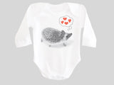 Hedgehog Valentine's Day Baby Bodysuit Long Sleeved from BubbleGumDish