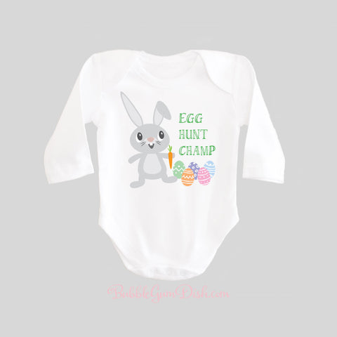 Easter Bunny Rabbit Egg Hunt Champ Baby Bodysuit by BubbleGumDish