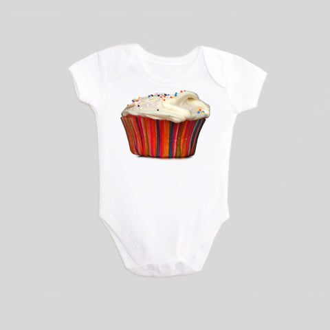 Cupcake with Sprinkles Short Sleeved Baby Bodysuit by BubbleGumDish
