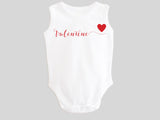 Valentine's Day Baby Bodysuit with Valentine Calligraphy Wording and Red Heart