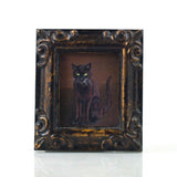 Binx 4 - Mini Black Cat Fine Art Print - Framed 2.5" x 3"