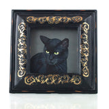 Binx 6 - Mini Black Cat Fine Art Print - Framed 3" x 3"