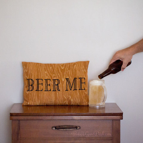 Beer Me Embroidered Pillow