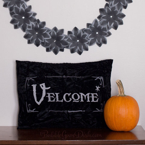 Velcome Halloween Pillow Cover by BubbleGumDish