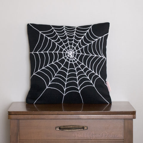 Spider Web Pillow Cover - Halloween Decor by BubbleGumDish